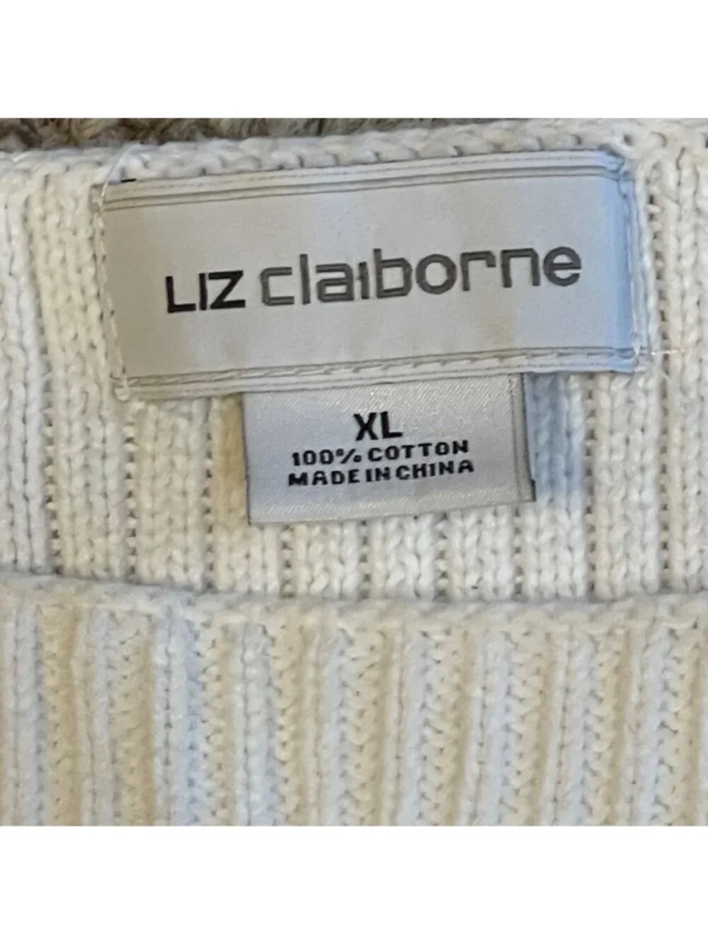 Vintage Liz Claiborne Women's XL Sweater Striped Cable Knit Preppy Chunky 90s